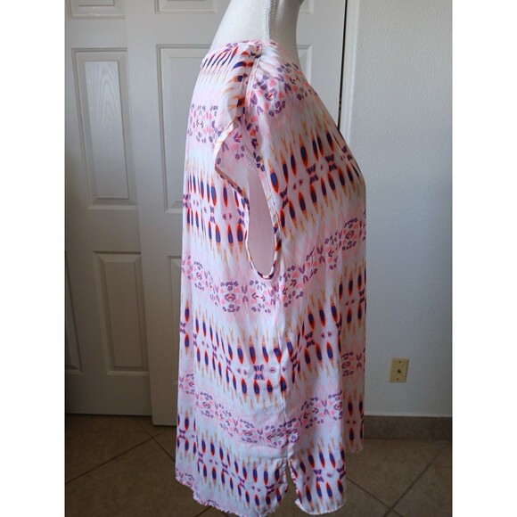 Stylus Women’s Semi Sheer Blouse V-neck Sleeveless High/Low Design Large Pink - Picture 3 of 12